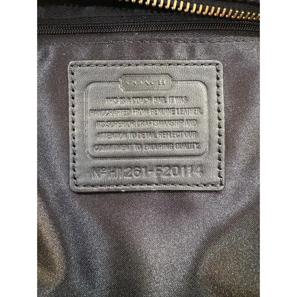 COACH Ashley Hippie Black Leather Double Strap Purse Shoulder Bag